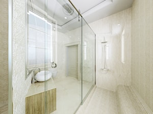 Dom Cyprianka - Średnia bez okna z lustrem z marmurową podłogą z punktowym oświetleniem łazienka - zdjęcie od Pixels