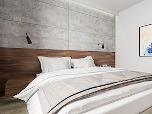 Mieszkanie Chrobry - Mała biała szara sypialnia, styl nowoczesny - zdjęcie od Pixels