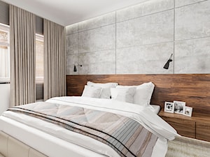 Mieszkanie Chrobry - Mała biała szara sypialnia, styl nowoczesny - zdjęcie od Pixels