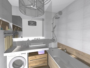 Mała łazienka w stylu skandynawskim - Mała na poddaszu bez okna z pralką / suszarką łazienka, styl skandynawski - zdjęcie od PŁYTKI-SKLEP24