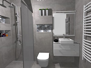Łazienka z prysznicem - Mała na poddaszu bez okna z lustrem łazienka, styl nowoczesny - zdjęcie od PŁYTKI-SKLEP24