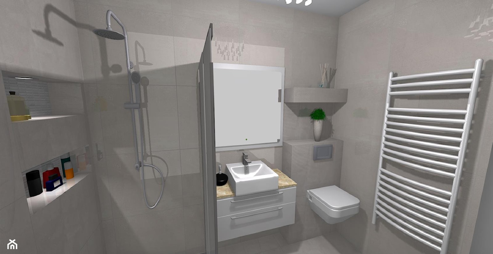 Mała łazienka w bloku - Mała bez okna łazienka, styl minimalistyczny - zdjęcie od PŁYTKI-SKLEP24 - Homebook