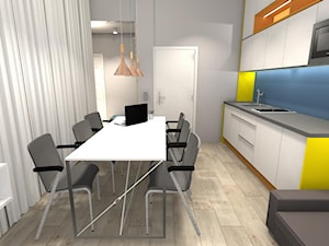 Biuro - Średnia biała szara jadalnia w salonie w kuchni - zdjęcie od CzerwonyAtrament