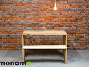 Zestaw Barcelona, drewniany stół z ławami, wykonane z jednej deski - zdjęcie od monome
