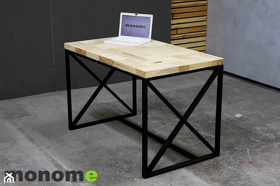 Biurko X nowoczesne, industrialne, loftowe - drewno i metal - zdjęcie od monome