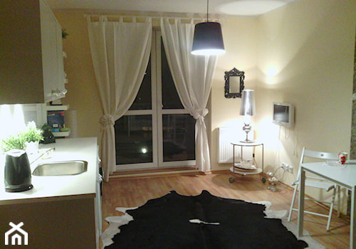 Apartament za małe pieniądze - Mała zamknięta z kamiennym blatem szara z zabudowaną lodówką z nablatowym zlewozmywakiem kuchnia jednorzędowa z oknem, styl nowoczesny - zdjęcie od Dan Uta 2