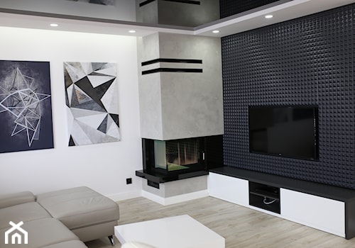 Dom pod Zamościem - Średni biały szary salon, styl nowoczesny - zdjęcie od UNICO