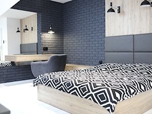 Dom pod Zamościem - Średnia czarna z biurkiem sypialnia, styl nowoczesny - zdjęcie od UNICO