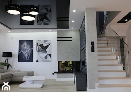 Dom pod Zamościem - Średni biały salon, styl nowoczesny - zdjęcie od UNICO