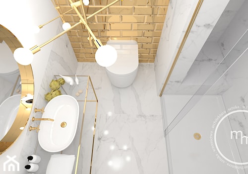 Projekt łazienki, Tarnów, 2018 - Mała bez okna z marmurową podłogą łazienka, styl nowoczesny - zdjęcie od M&M pracownia projektowania wnętrz