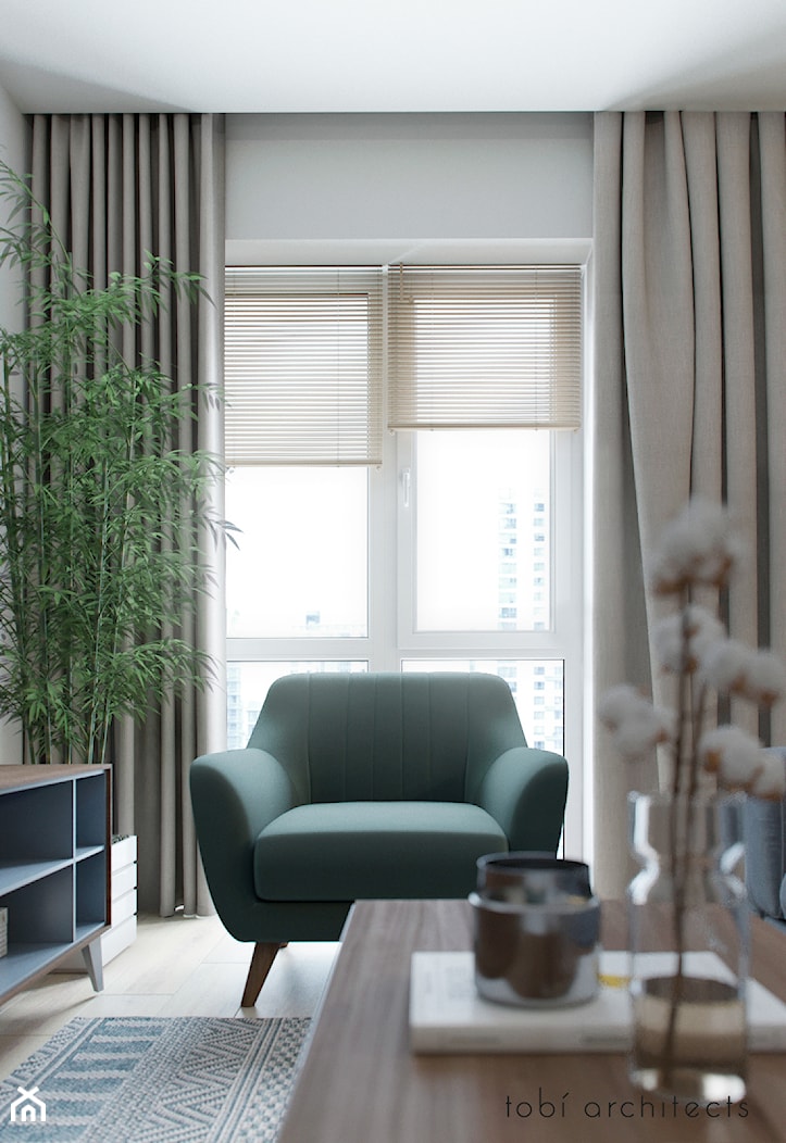 FREE APARTMENT - Mała szara jadalnia w salonie, styl nowoczesny - zdjęcie od Tobi Architects - Homebook