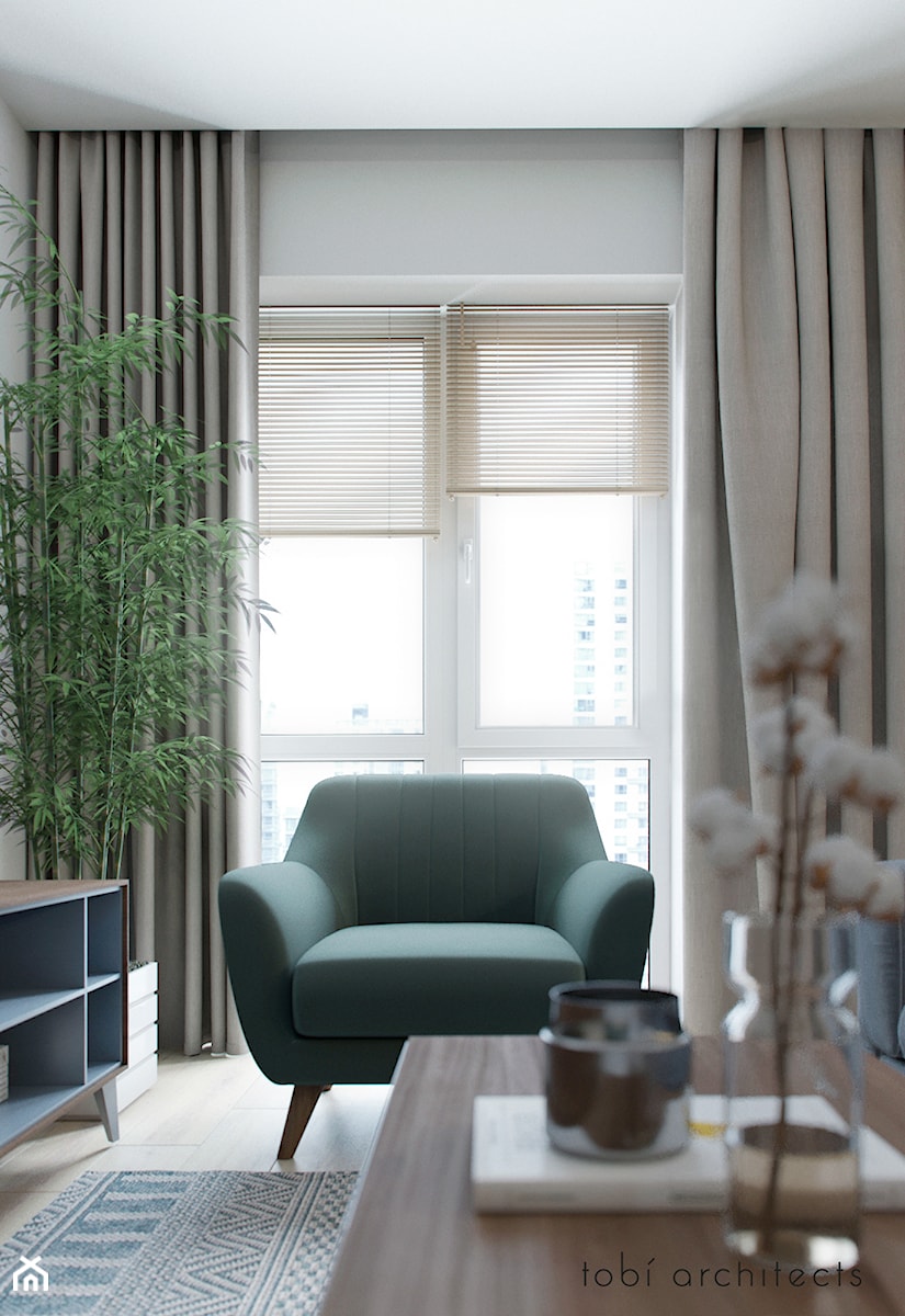 FREE APARTMENT - Mała szara jadalnia w salonie, styl nowoczesny - zdjęcie od Tobi Architects