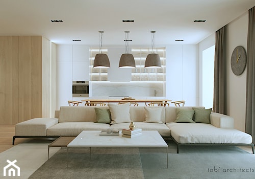 RENT ME - Duża beżowa jadalnia w salonie w kuchni, styl nowoczesny - zdjęcie od Tobi Architects