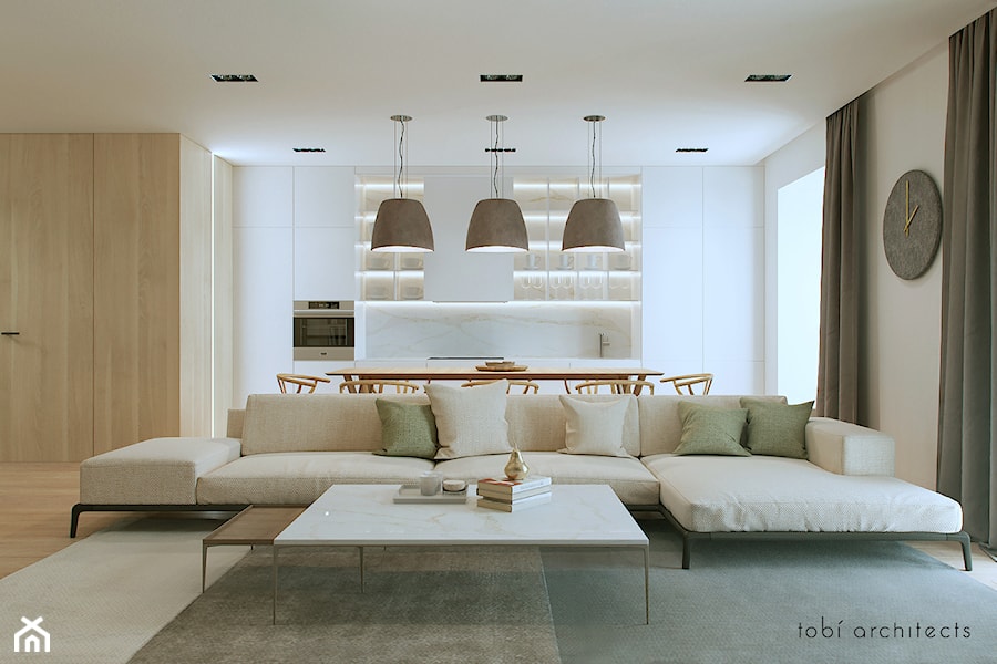 RENT ME - Duża beżowa jadalnia w salonie w kuchni, styl nowoczesny - zdjęcie od Tobi Architects