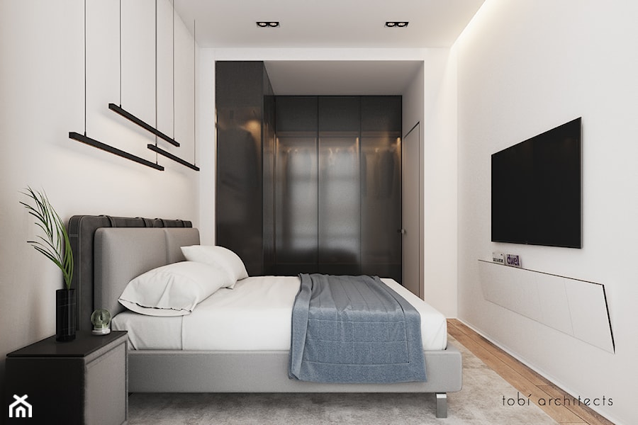 INTELLIGENCE - Średnia biała sypialnia, styl nowoczesny - zdjęcie od Tobi Architects