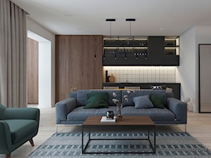 FREE APARTMENT - Duża szara jadalnia w salonie w kuchni, styl nowoczesny - zdjęcie od Tobi Architects