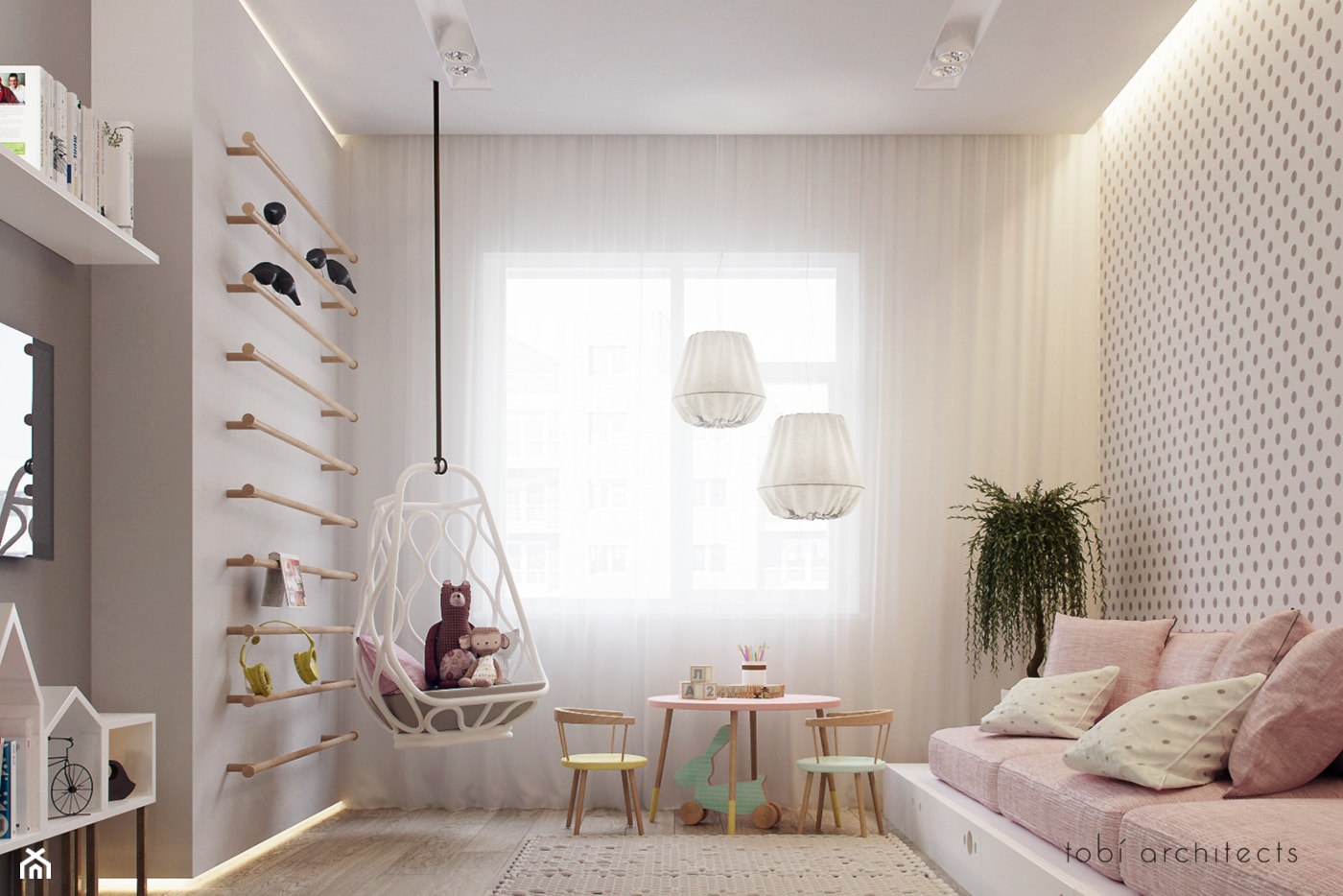 DREAMING OF LIGHT - Średni biały szary pokój dziecka dla dziecka dla dziewczynki, styl nowoczesny - zdjęcie od Tobi Architects - Homebook