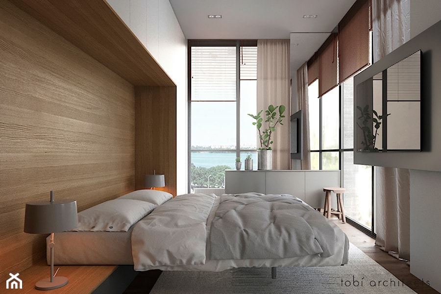 LOOKING AT DNIPRO - Średnia szara sypialnia, styl nowoczesny - zdjęcie od Tobi Architects