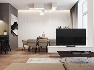 INTELLIGENCE - Średnia czarna szara jadalnia w salonie, styl nowoczesny - zdjęcie od Tobi Architects