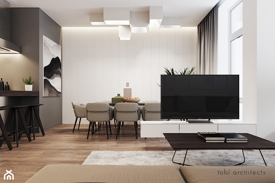 INTELLIGENCE - Średnia czarna szara jadalnia w salonie, styl nowoczesny - zdjęcie od Tobi Architects