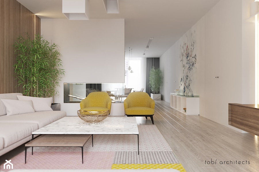 DREAMING OF LIGHT - Duża biała jadalnia w salonie, styl nowoczesny - zdjęcie od Tobi Architects
