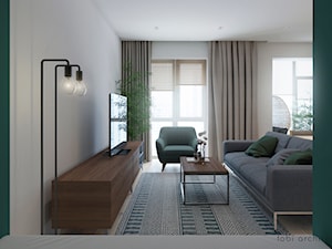 FREE APARTMENT - Średni biały zielony salon, styl nowoczesny - zdjęcie od Tobi Architects