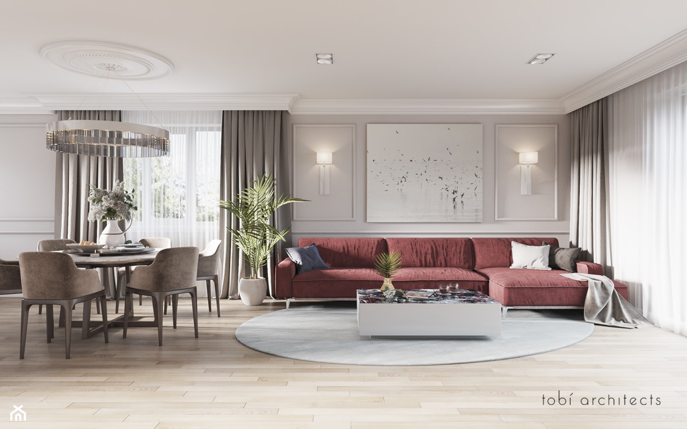 CHERRY MOOD - Średnia szara jadalnia w salonie, styl tradycyjny - zdjęcie od Tobi Architects - Homebook