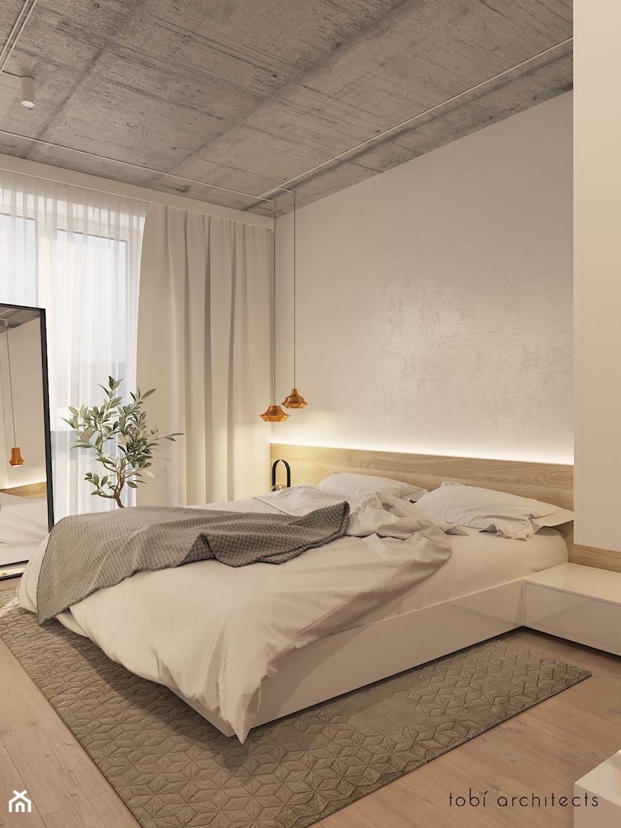 RENT ME - Mała szara sypialnia, styl nowoczesny - zdjęcie od Tobi Architects