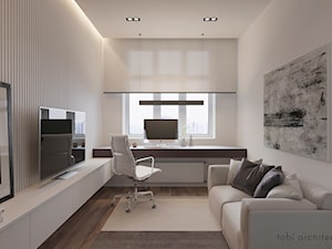 INTELLIGENCE - Średnie w osobnym pomieszczeniu z sofą z zabudowanym biurkiem białe biuro, styl nowoczesny - zdjęcie od Tobi Architects