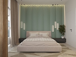 FOR YOU & ME - Średnia biała zielona sypialnia, styl nowoczesny - zdjęcie od Tobi Architects