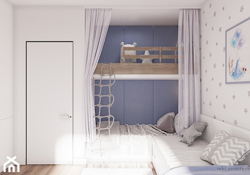 Light & Blue - Mały biały szary pokój dziecka dla dziecka dla nastolatka dla chłopca dla dziewczynki ... - zdjęcie od Tobi Architects