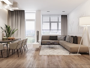 INTELLIGENCE - Duża szara jadalnia w salonie, styl nowoczesny - zdjęcie od Tobi Architects