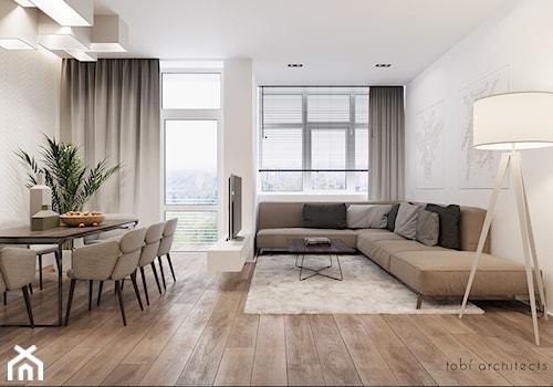 INTELLIGENCE - Duża szara jadalnia w salonie, styl nowoczesny - zdjęcie od Tobi Architects