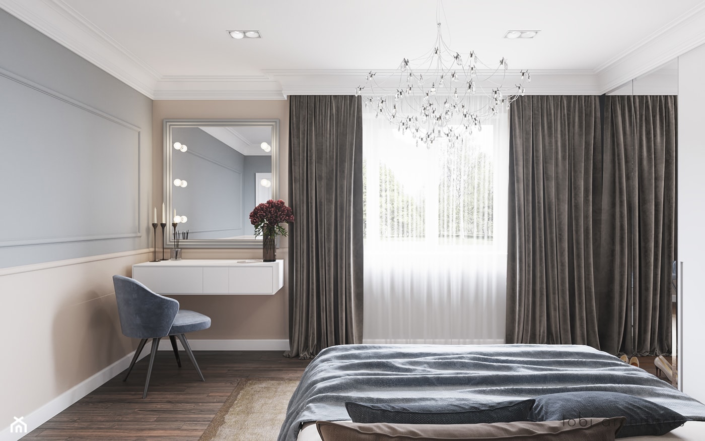 CHERRY MOOD - Średnia beżowa szara sypialnia, styl tradycyjny - zdjęcie od Tobi Architects - Homebook