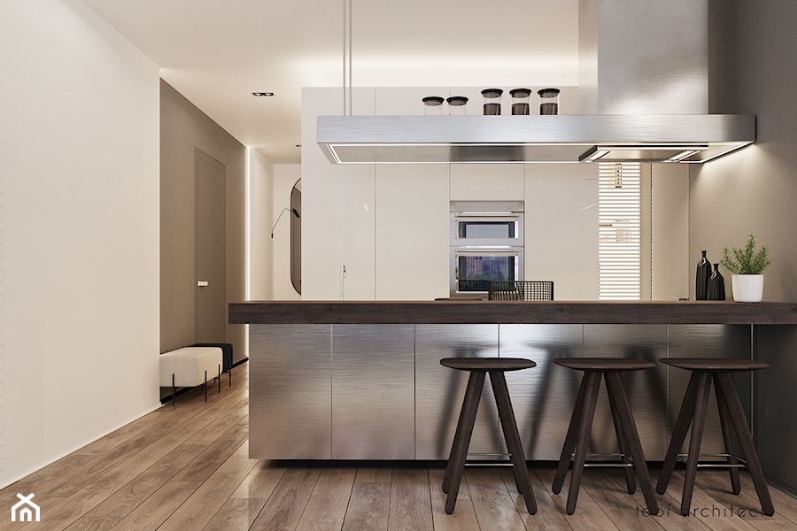 INTELLIGENCE - Średnia czarna szara jadalnia w kuchni, styl nowoczesny - zdjęcie od Tobi Architects