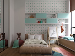 LOOKING AT DNIPRO - Duży biały zielony pokój dziecka dla dziecka dla chłopca dla dziewczynki dla rodzeństwa, styl nowoczesny - zdjęcie od Tobi Architects