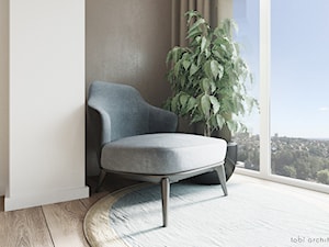 Light & Blue - Beżowa brązowa sypialnia, styl minimalistyczny - zdjęcie od Tobi Architects