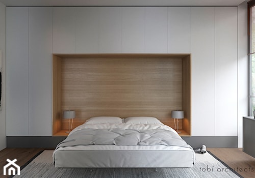 LOOKING AT DNIPRO - Średnia biała sypialnia, styl nowoczesny - zdjęcie od Tobi Architects