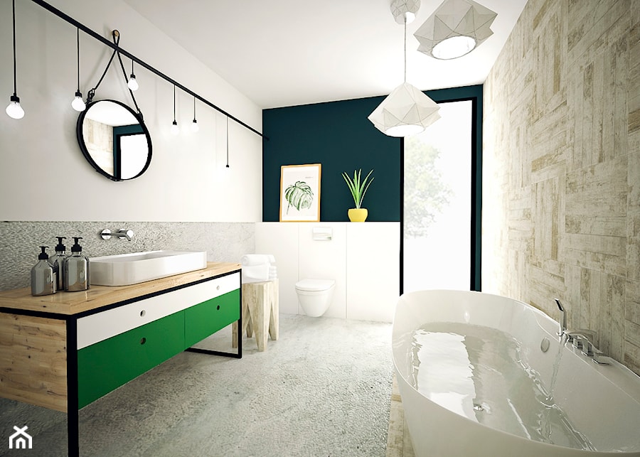 Aranżacja łazienki w stylu minimalistycznym - Średnia łazienka z oknem, styl minimalistyczny - zdjęcie od FLAMINGO DESIGN