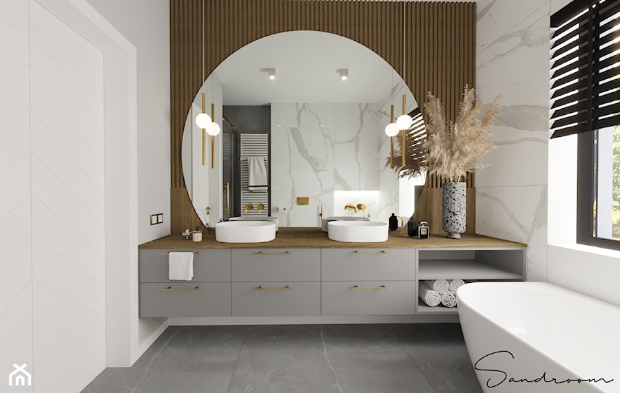 Elegancka łazienka ze złotem - zdjęcie od sandroom
