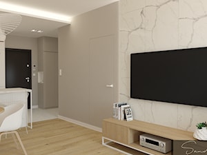 Podświetlona ściana TV, pokryta marmurem - zdjęcie od sandroom