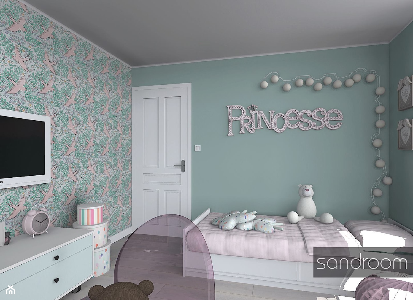 Pokój dziewczynki z różem i miętą - zdjęcie od sandroom - Homebook