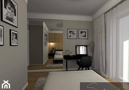 Sypialnia w beżach z lustrzaną szafą - zdjęcie od sandroom