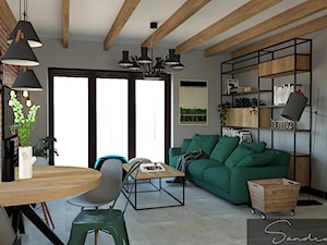 Salon z zieloną sofą - zdjęcie od sandroom