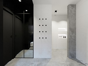 Biało-czarna łazienka z loftowym akcentem - zdjęcie od sandroom