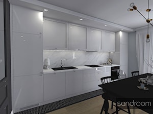 Czarno biała kuchnia z marmurem - zdjęcie od sandroom