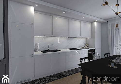 Czarno biała kuchnia z marmurem - zdjęcie od sandroom