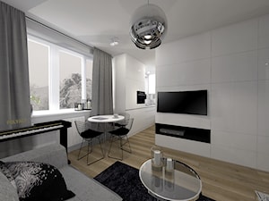Biało-czarny salon ze srebrnymi dodatkami - zdjęcie od sandroom