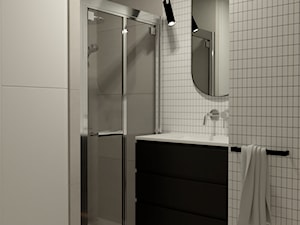Łazienka z prysznicem oraz pralką w zabudowie - zdjęcie od sandroom