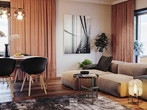Projekt wnętrz domu w Leźnie, w którym dominuje ciepłe oblicze stylu nowoczesneg - Salon, styl nowoczesny - zdjęcie od ARCH-BOOM